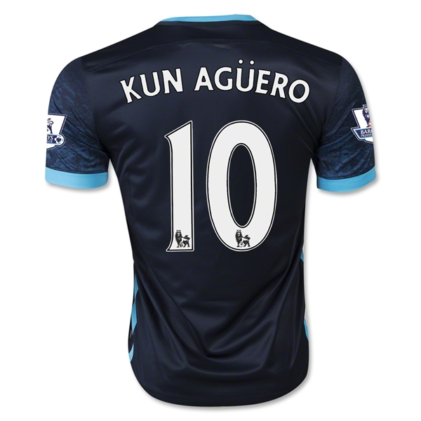 Manchester City 2015-16 KUN AGUERO #10 Away Soccer Jersey